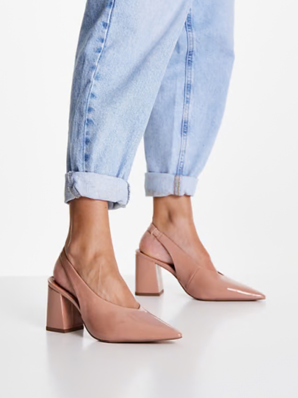 ASOS Design Serina block heel slingback heels in nude 7